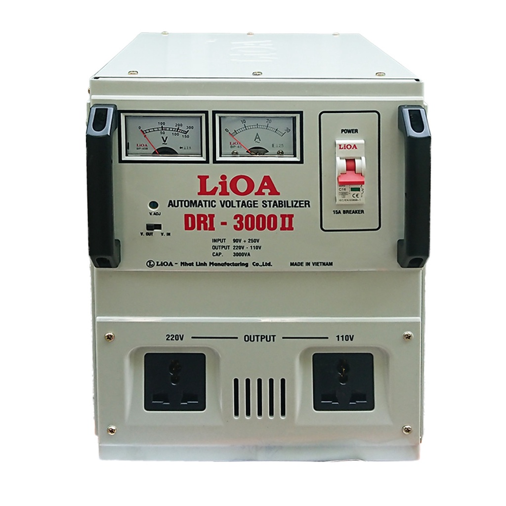 Ổn áp Lioa công suất 3kVA 1 pha (DRI-II 3000II NEW2020) (Dải rộng) hàng chính hãng bảo hành 3 năm
