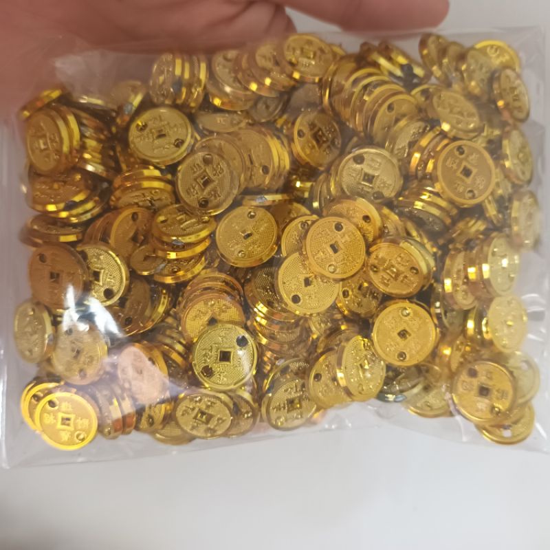 Gói 100 đồng xu thiếc vàng 1cm là thủ công làm handmade