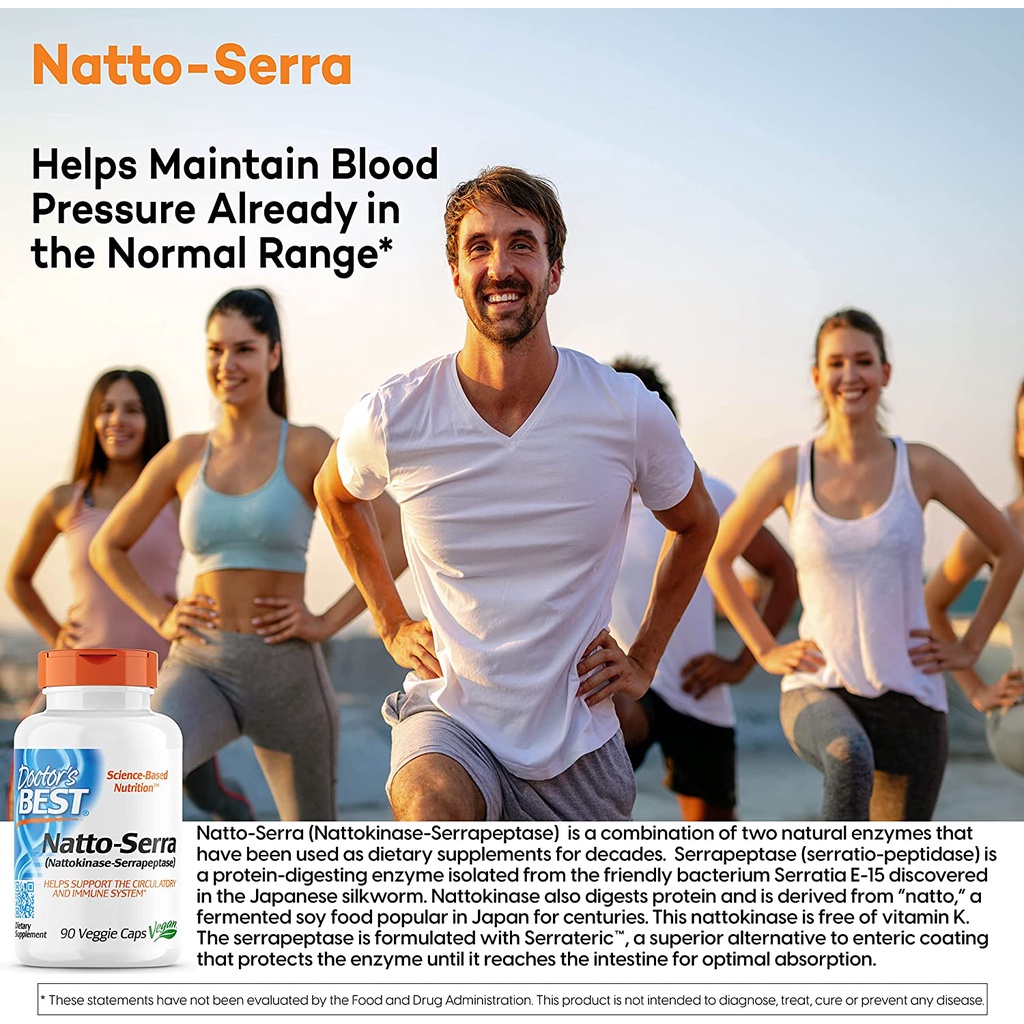 Viên Enzyme Serrapeptase + Nattokinase 90 Viên - Serra Natto - Ngừa Đột Quỵ - Tan Cục Máu Đông