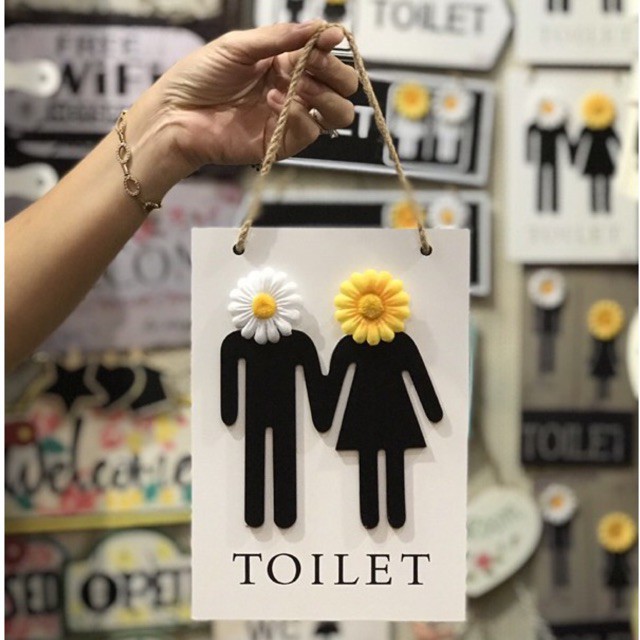 [Mã LIFE20KALL giảm 10% đơn 50K] BẢNG GỖ TOILET HANDMADE - TRANG TRÍ QUÁN CÀ PHÊ