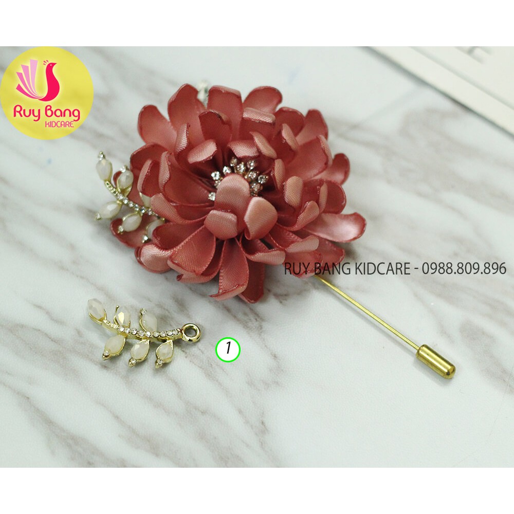 [Mã SKAMLTSM9 giảm 10% đơn 99K] Cành lá kim loại, center đá đính hoa vải handmade