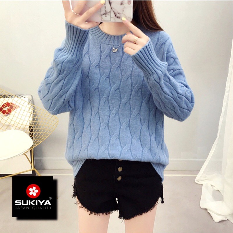 Áo Len Nữ Lắn Thừng SUKIYA Chất Liệu Len Lông Cừu Cao Cấp 100% Nhập Khẩu Mềm Mại AL09 | BigBuy360 - bigbuy360.vn