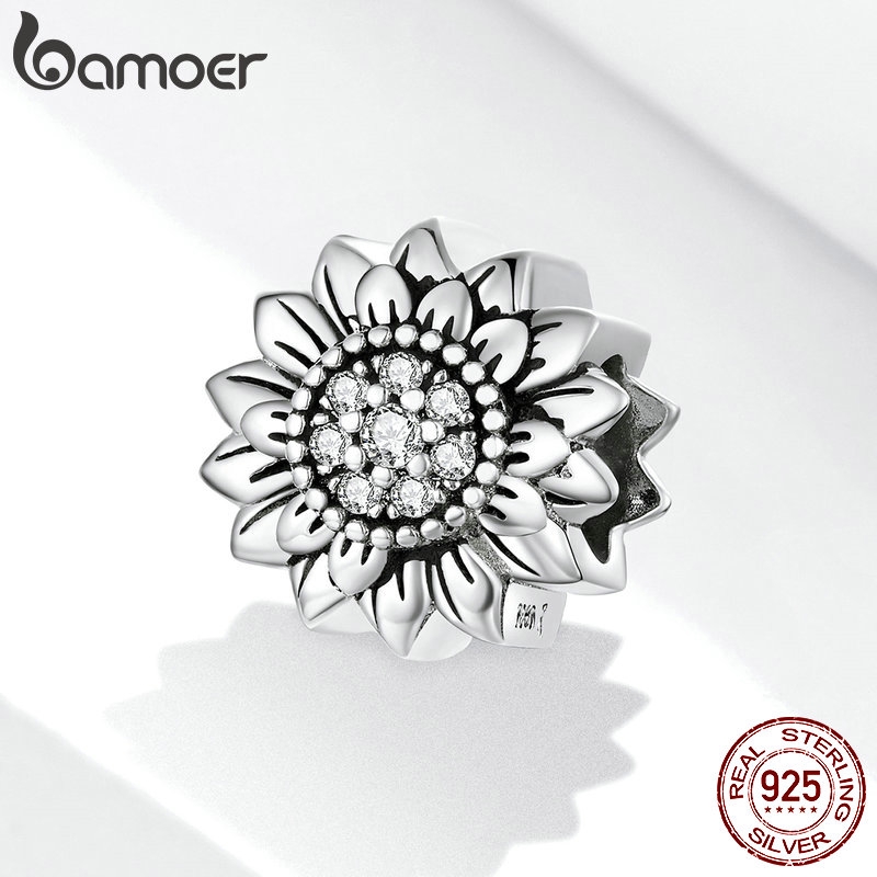 Hạt Trang Sức Bamoer bạc 925 Hình Hoa Hướng Dương Dùng Làm Vòng Đeo Tay Cho Phụ Nữ