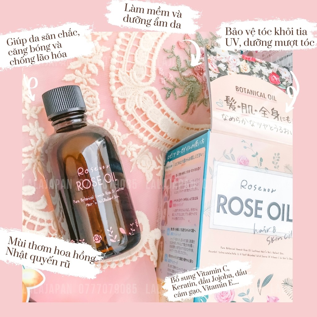 Botanical Rose Oil Nhật Bản dầu dưỡng cho tóc và body