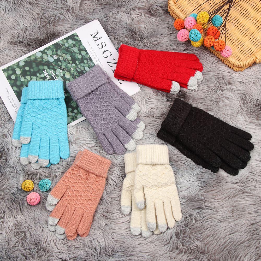 Găng Tay Dệt Kim Mềm Mại Giữ Ấm Ngón Tay Cho Nam Nữ