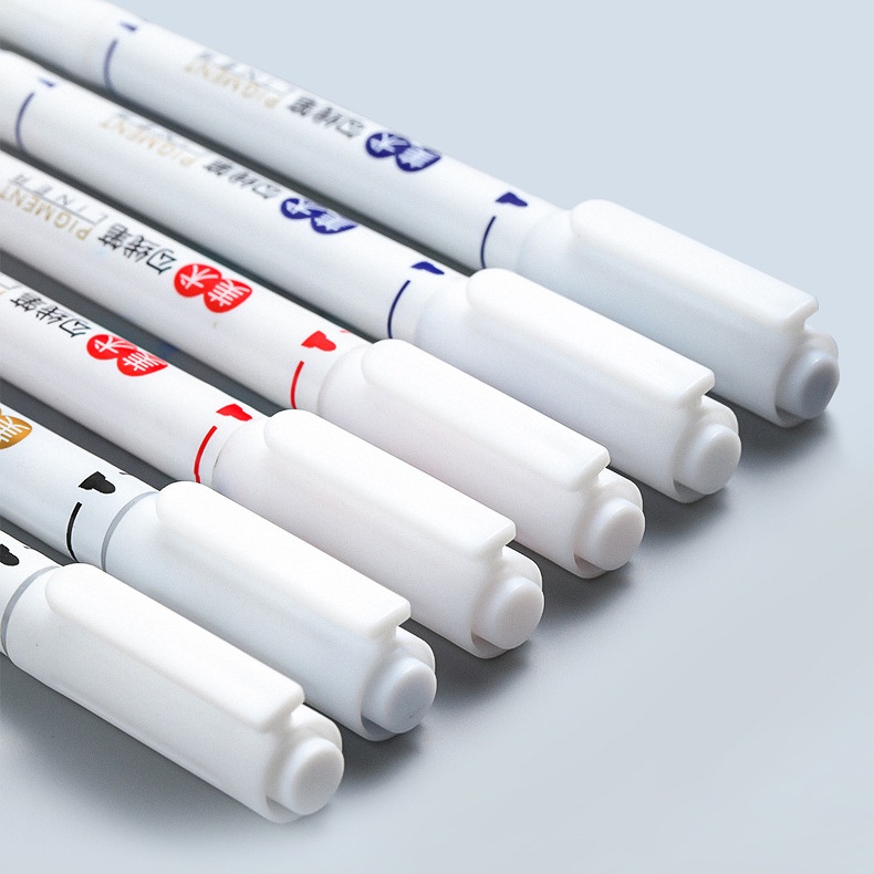 Bút Vẽ Hai Đầu Ngòi Mảnh Mực Xanh/Đỏ/Xanh Dương/Đen Chống Thấm Nước Dùng Vẽ Tranh