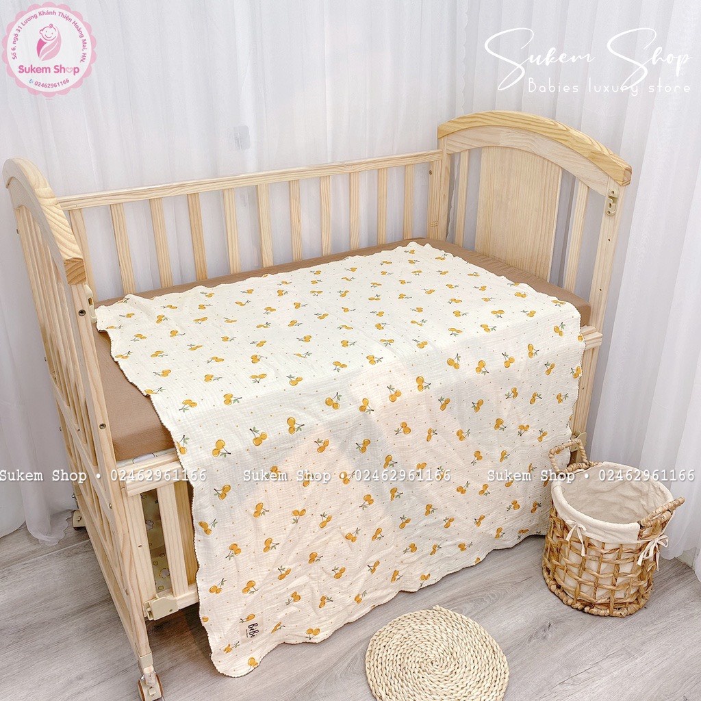 Chăn Xô BéBé 2 Lớp Xô Muslin Mỏng Nhẹ Thoáng Cho Bé KT 100x100cm