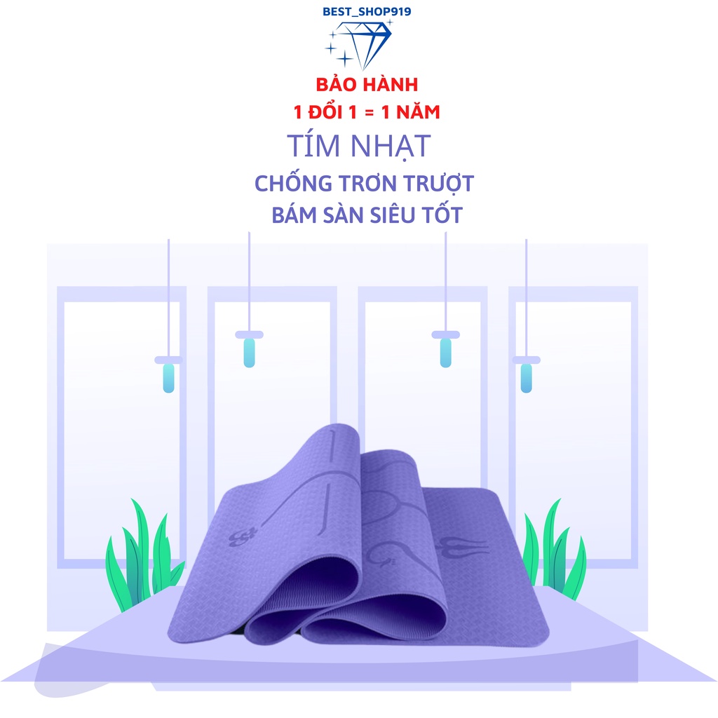 Thảm Tập YOGA Định Tuyến 8MM 1 Lớp Cao Cấp Chống Trơn Trượt Chuẩn TPE Tự Nhiên Bảo Hành Lỗi 1 Đổi 1 [ TẶNG TÚI ]