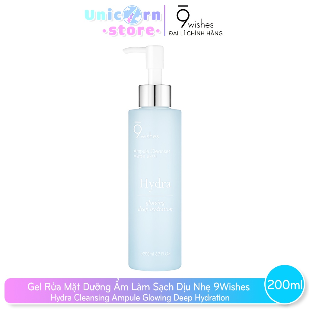 Gel Rửa Mặt Dưỡng Ẩm 9Wishes Hydra Cleansing Ampule Glowing Deep Hydration 200ml