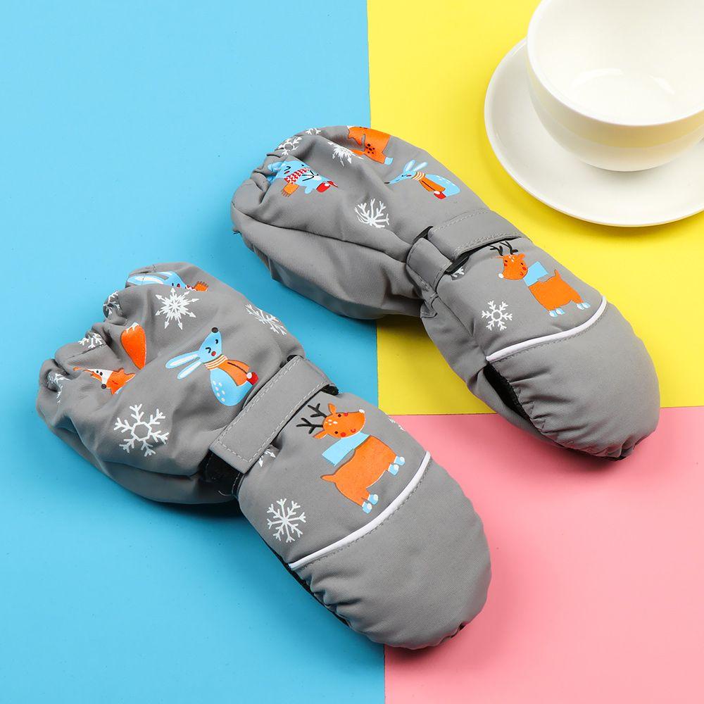 Găng Tay Trượt Tuyết Dày Dặn Ấm Áp Chống Nước In Họa Tiết Hoạt Hình Cho Bé 2-6 Tuổi