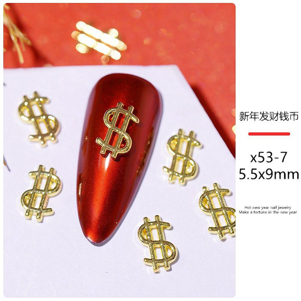 AROMA Phụ Kiện Trang Trí Móng Tay Hình Đồng Đô La 3D Bằng Kim Loại Đá Đính Trang Trí Móng Tay Nghệ Thuật