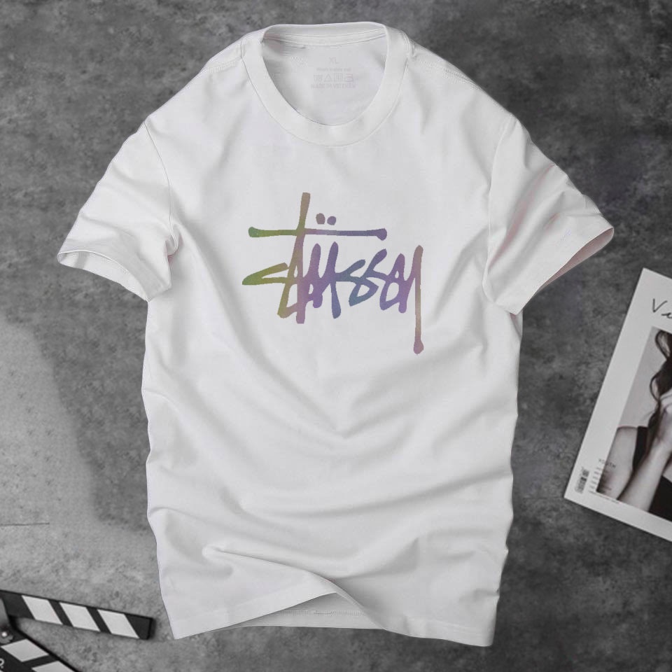 Áo thun cotton nam cổ tròn Stussy phản quang 7 màu phong cách năng động , vải Cotton co giãn,dày dặn