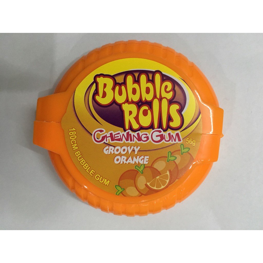 Kẹo Cao Su Hubba Bubba bubble rolls chewing gum vị Cam dài 180cm