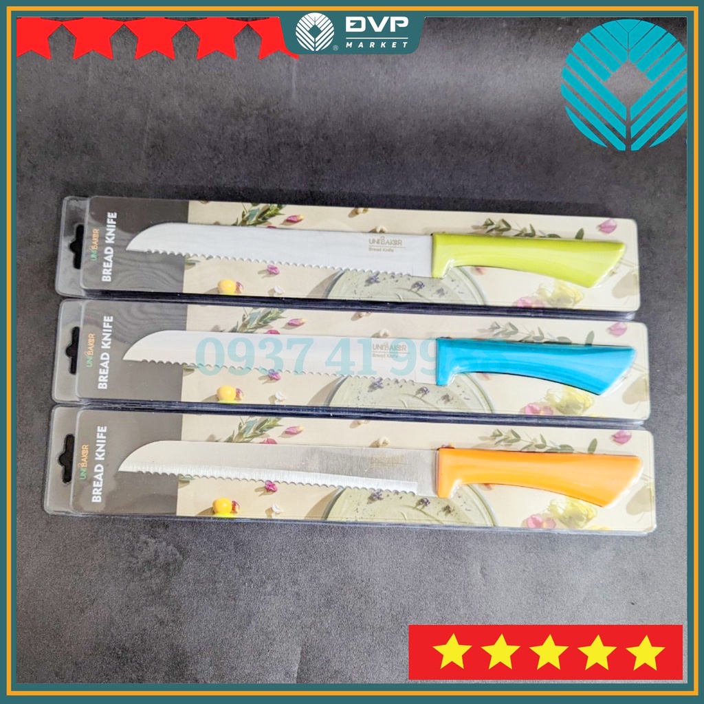 Dao cắt bánh mì lưỡi răng cưa cán nhựa nhiều màu sắc MB828 - Đại Vạn Phát