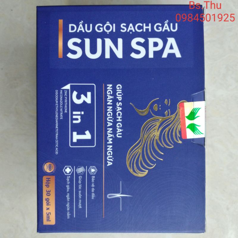 DẦU GỘI sạch gàu SUN SPA hộp 30 gói hết gầu, hết ngứa da đầu