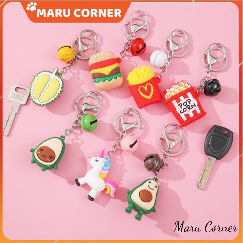 Móc khóa bơ sầu riêng khoai tây chiên hamburger cute siêu rẻ đẹp