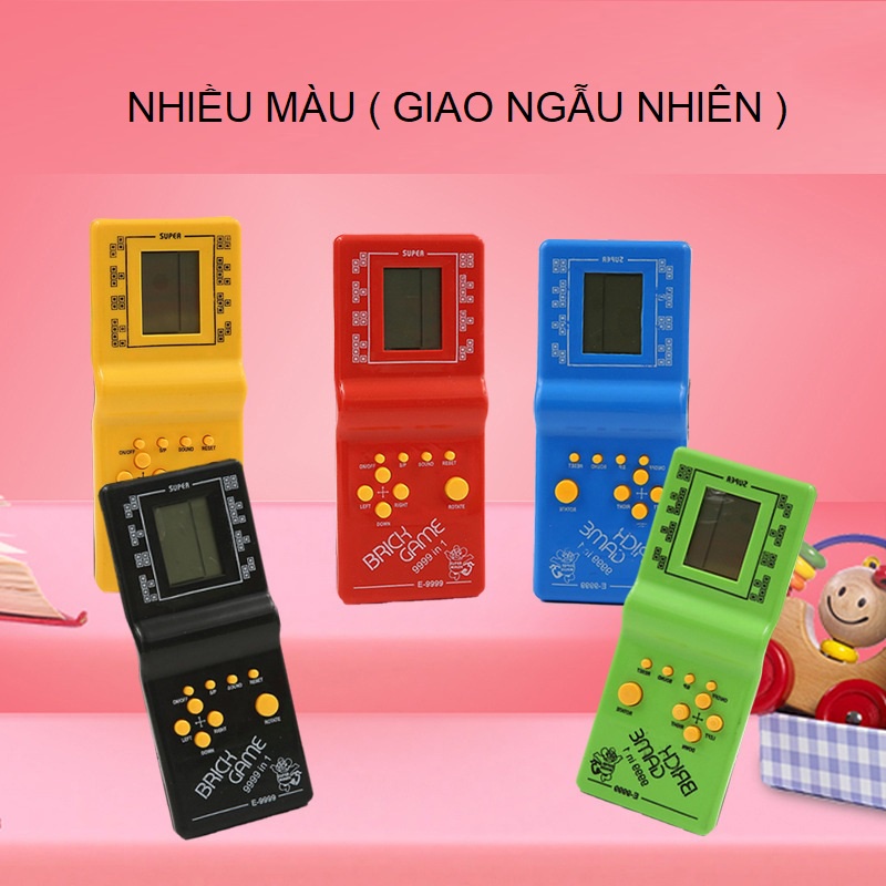 Máy chơi game xếp hình xếp gạch terris bắn tăng rắn săn mồi điện tử cầm tay brick game cho bé trai gái, quà sinh nhật