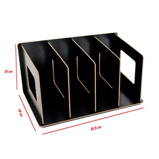 Khay Gỗ Vuông 4 Ngăn Dụng Cụ Lưu Trữ Giấy Tờ KS-118