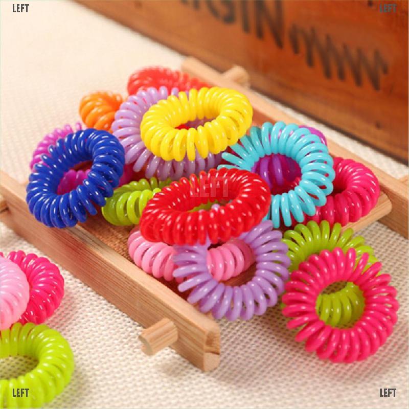 Bộ 10 Dây Cột Tóc Nhựa Màu Trơn Thiết Kế Xoắn Ốc Thời Trang Cho Nữ