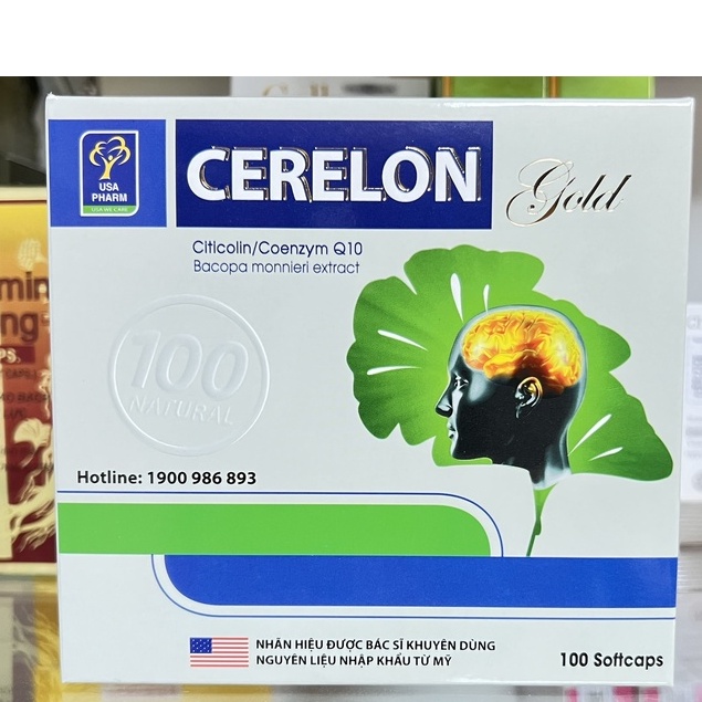 Ginkgo Cerelon gold Hoạt huyết dưỡng não, tăng cường tuần hoàn lưu thông máu não.suckhoechomoinha.hộp 100 vien