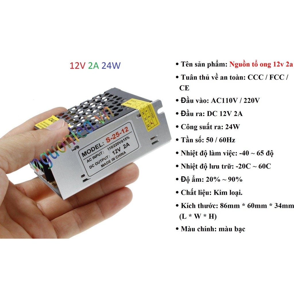 NGUỒN TỔ ONG 12V 1.25A/2A/3A-15W/24W/36W , KHÔNG QUẠT,LOẠI TỐT,GIÁ RẺ.MUA TẠI SHOPNGUONLED.