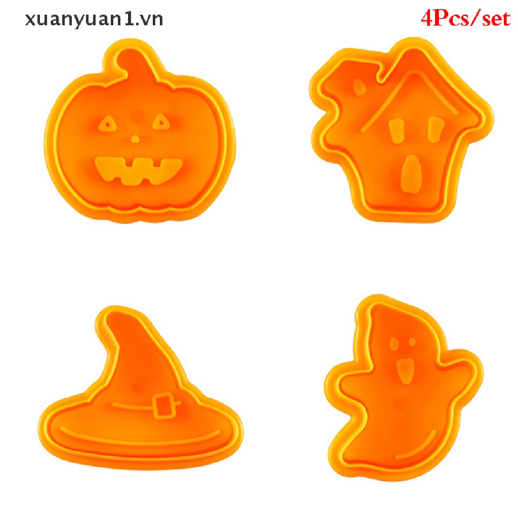 Set 4 Khuôn Nhựa Làm Bánh Phong Cách Halloween Độc Đáo