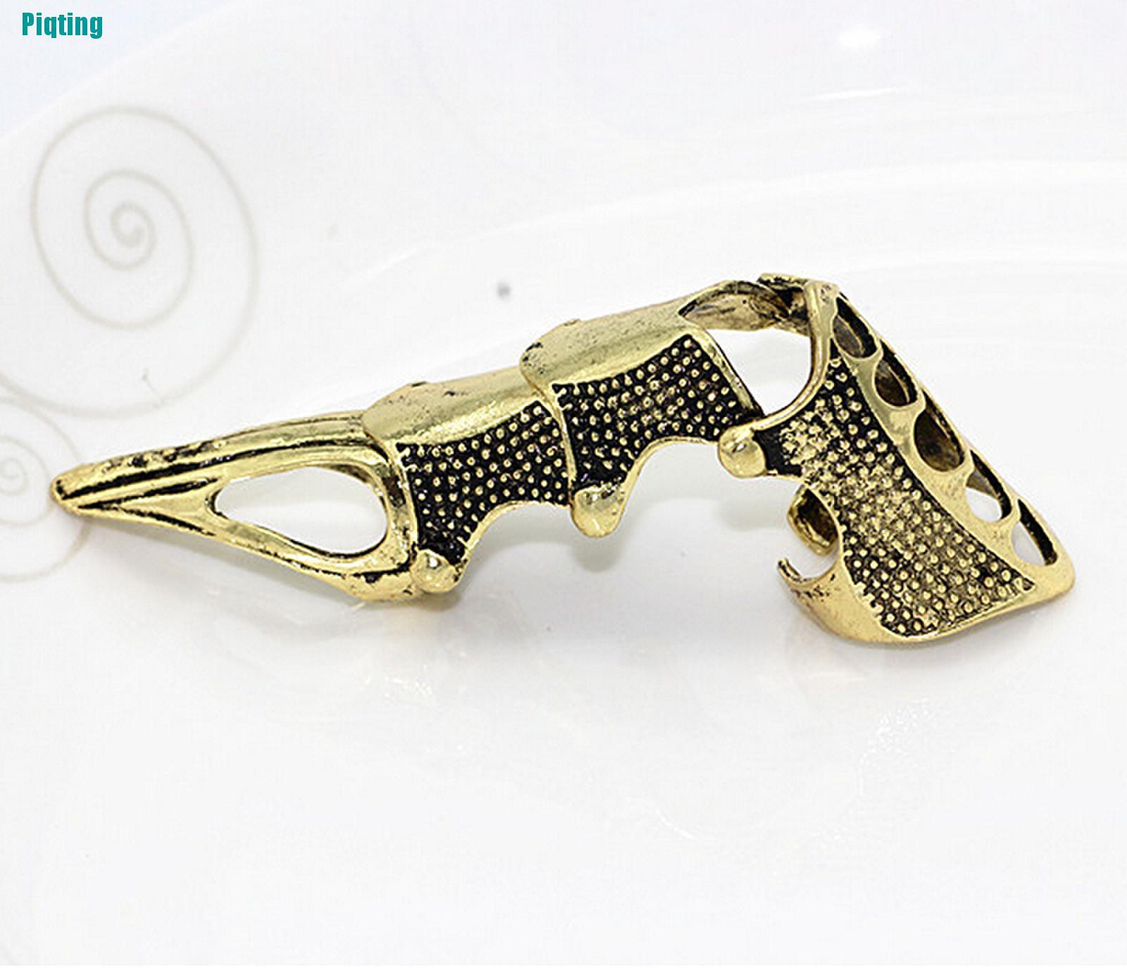 【Piqting】Fashion Punk Rings Rock Scroll Joint Armor Knuckle Metal Full Finger Claw Rings