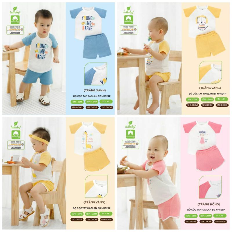 [Lullaby] Bộ cộc tay raglan phối tay màu