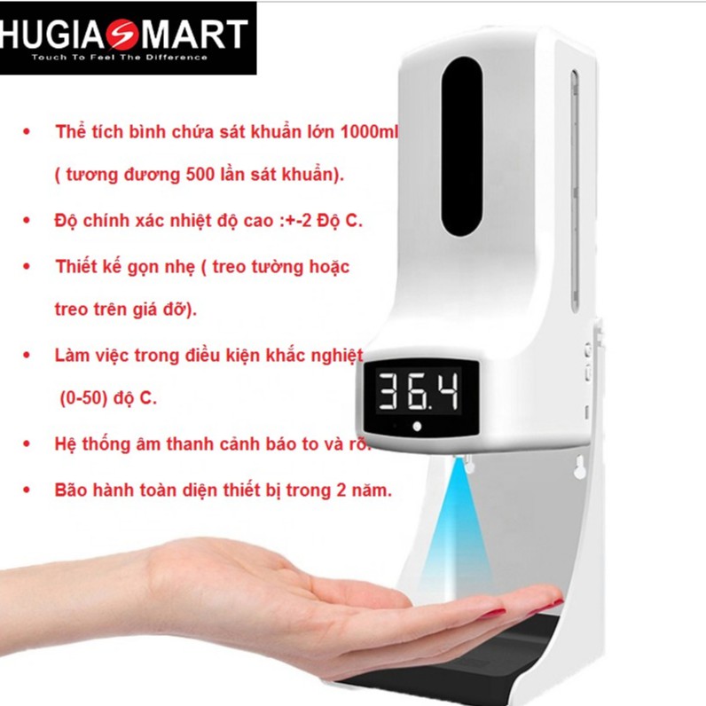 Máy sát khuẩn tự động ,máy đo thân nhiệt 2 trong 1 độ chính xác cao , giá thành hợp lý