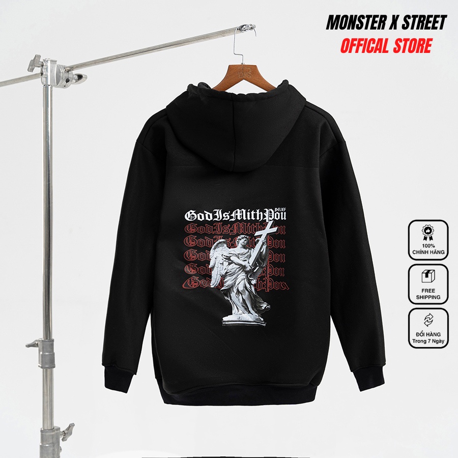 Áo hoodie nỉ bông Monster X Street Chúa GWY nam nữ form rộng thu đông Local Brand