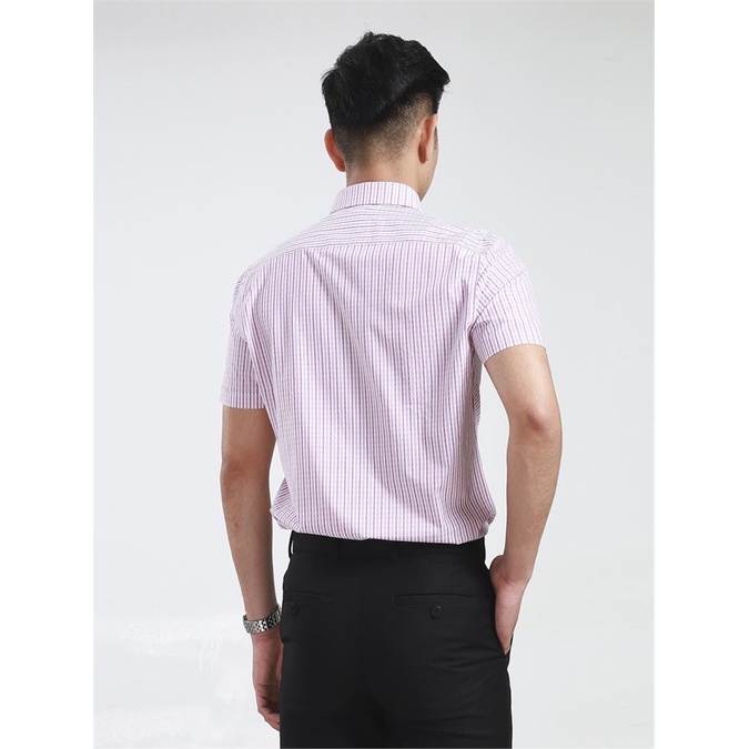 Áo sơ mi nam ngắn tay Aristino kẻ đỏ, mềm mát,tà lượn,slim ASS145S8 (size 38/39)