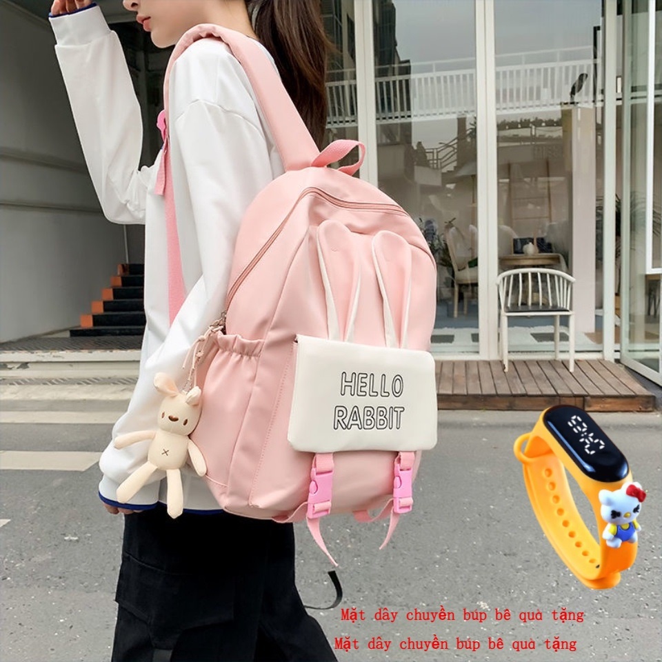 Ba lô dễ thương ba lô ngọt ngào ba lô công suất lớn ba lô học sinh tai thỏ túi đi học phụ nữ ba lô túi du lịch