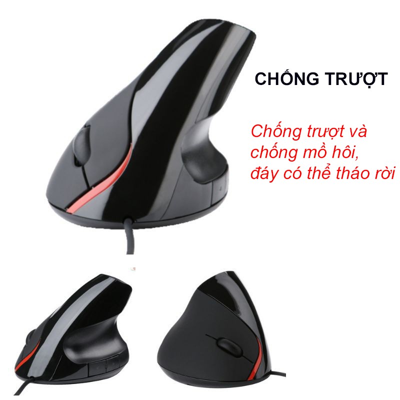 Chuột Máy Tính Có Dây - Chuột Chống Mỏi Chơi Game Bảo Vệ Cổ Tay 4 Nút Bấm Tiện Lợi