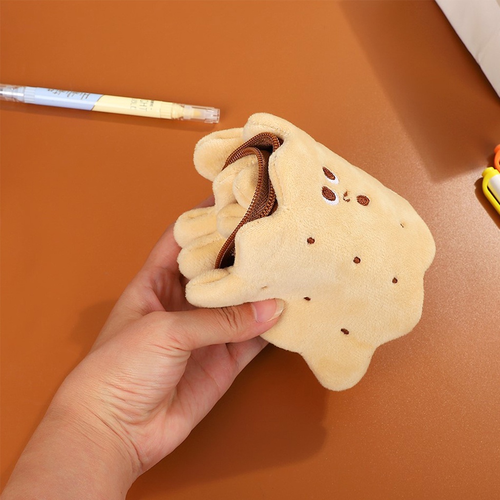 1 Túi Đựng Bút Hình Bánh Quy Có Khóa Kéo Phong Cách Hàn Quốc Dễ Thương Cho Học Sinh YB3 BY3
