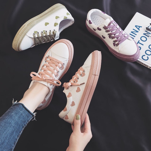GIÀY VẢI TIM PHONG CÁCH ULZZANG HÀN QUỐC NHIỀU MÀU