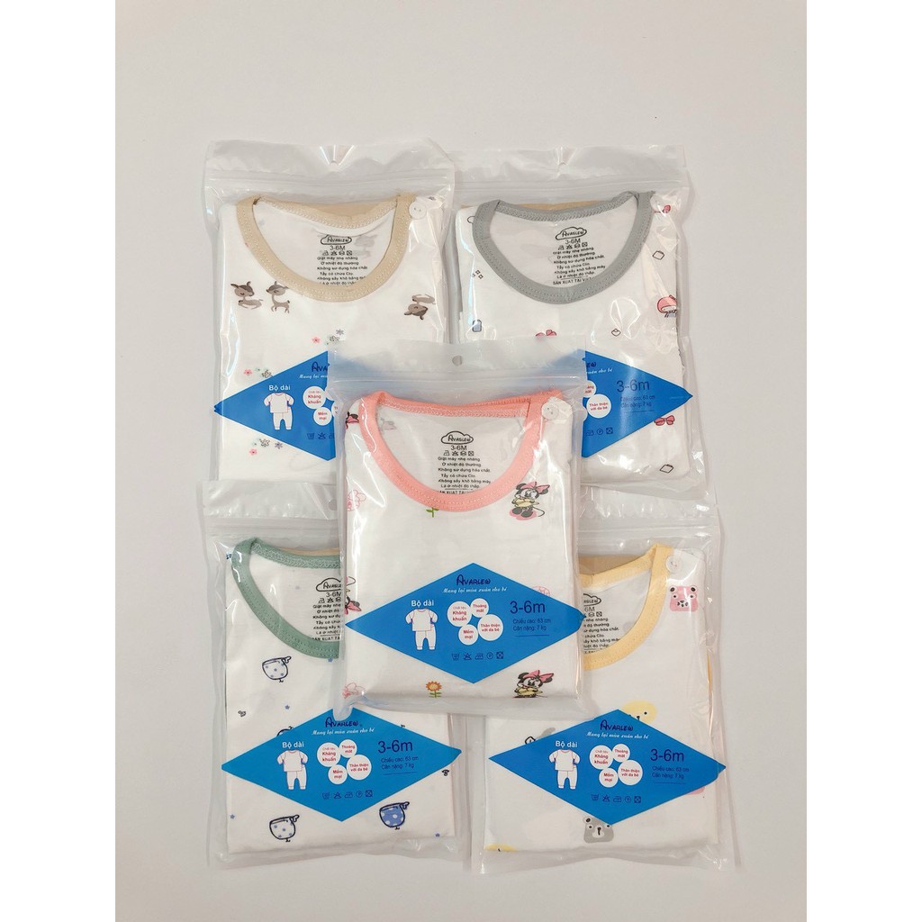 Bộ dài tay cho bé , Đồ thun lạnh bé trai bé gái sơ sinh thu đông mặc ngủ Avaler