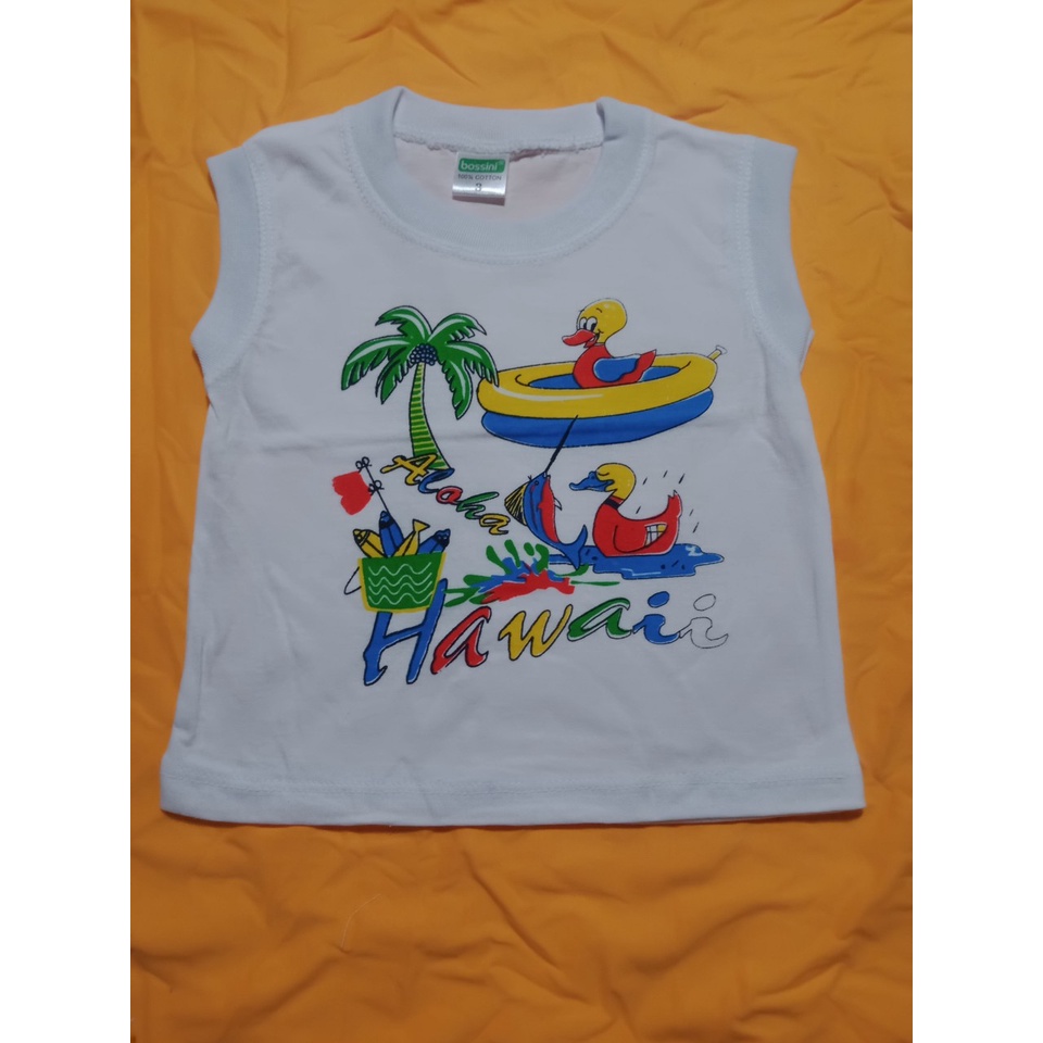 Áo sơ sinh sát nách màu trắng Bossini 100% cotton cho bé từ 3 - 19kg