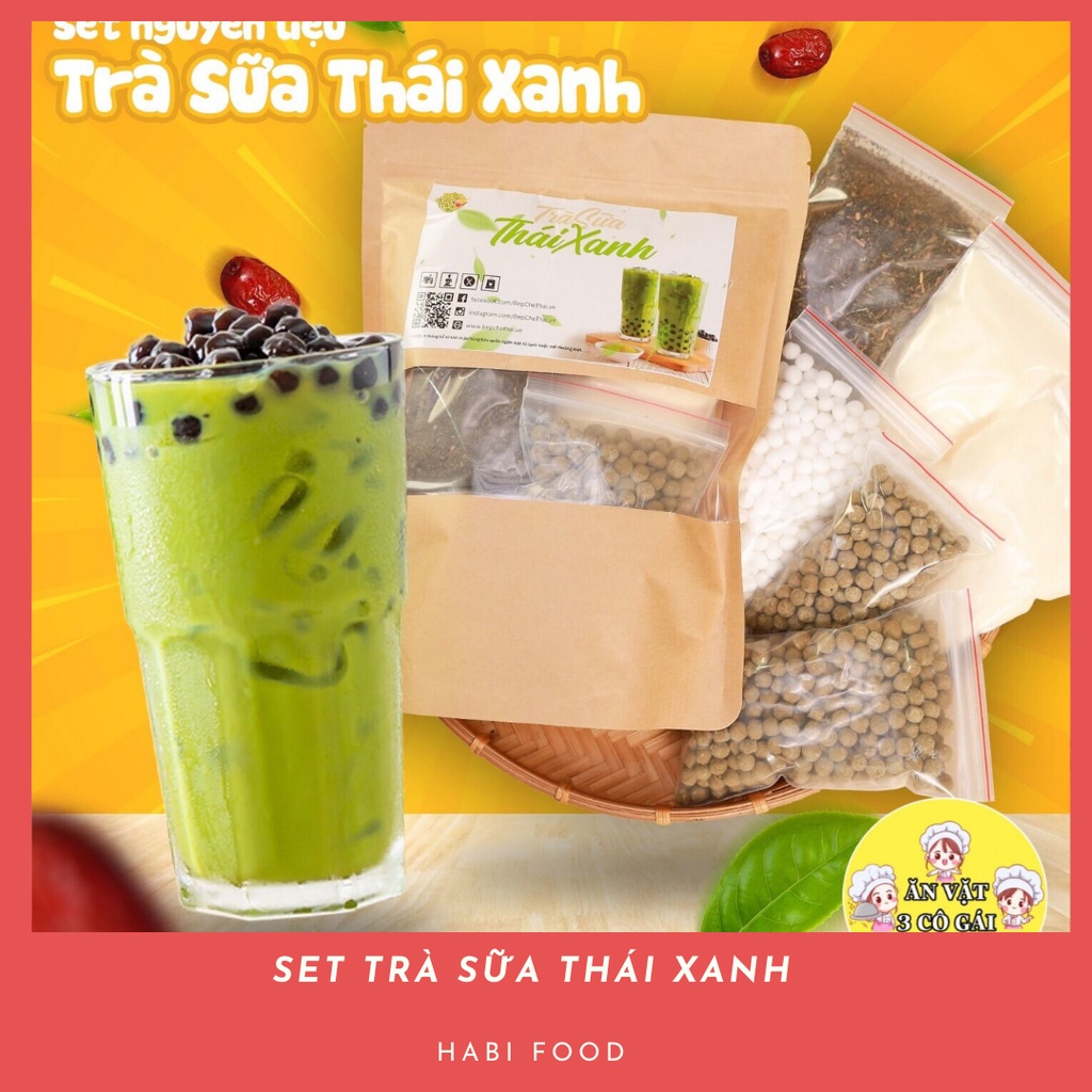 Set Nguyên Liệu Pha Trà Sữa Thái Xanh - Thơm Ngon 10-12Ly