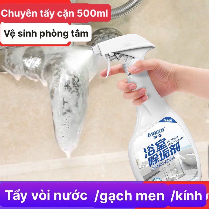 (SẠCH NHÀ TẮM) Nước tẩy rửa nhà tắm ,vòi inox, bồn rửa mặt ,bồn cầu,gạch men FANSEN 500ml dạng xịt. Tặng mút vệ sinh