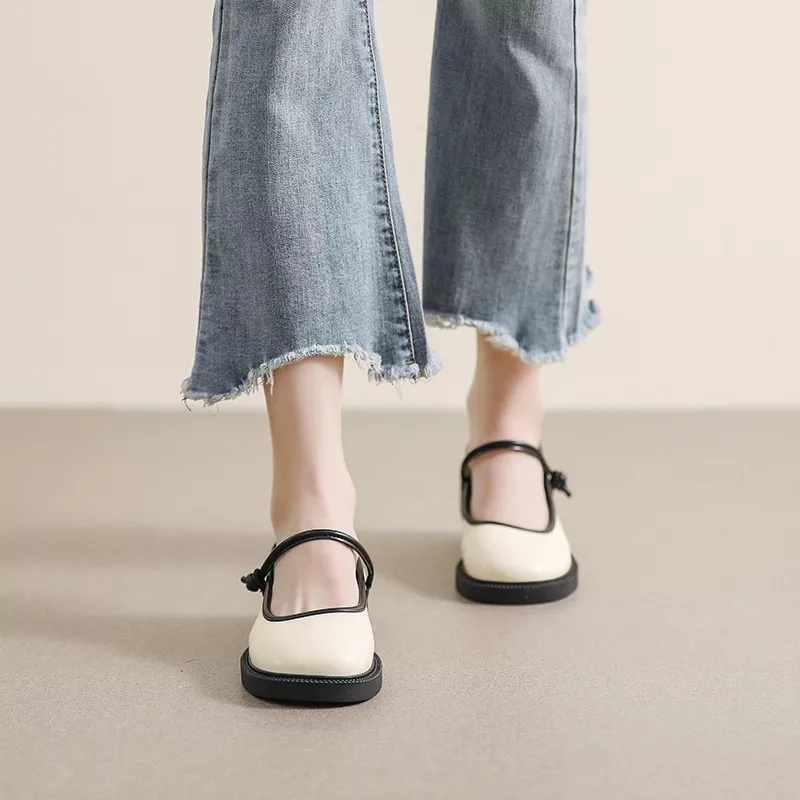 Giày Búp Bê Da Mũi Tròn Phong Cách Mary Jane Nhật Bản Dây Hậu Thời Trang Dành Cho Nữ MLA62