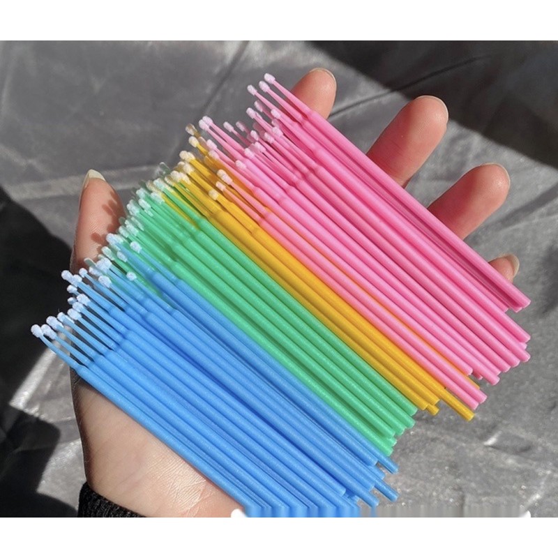 Tăm Bông Cotton Nano Mini 100c/ bịch Làm Sạch Vùng Da Mắt / Lông Mày / Kẻ Mắt / Tiện Dụng