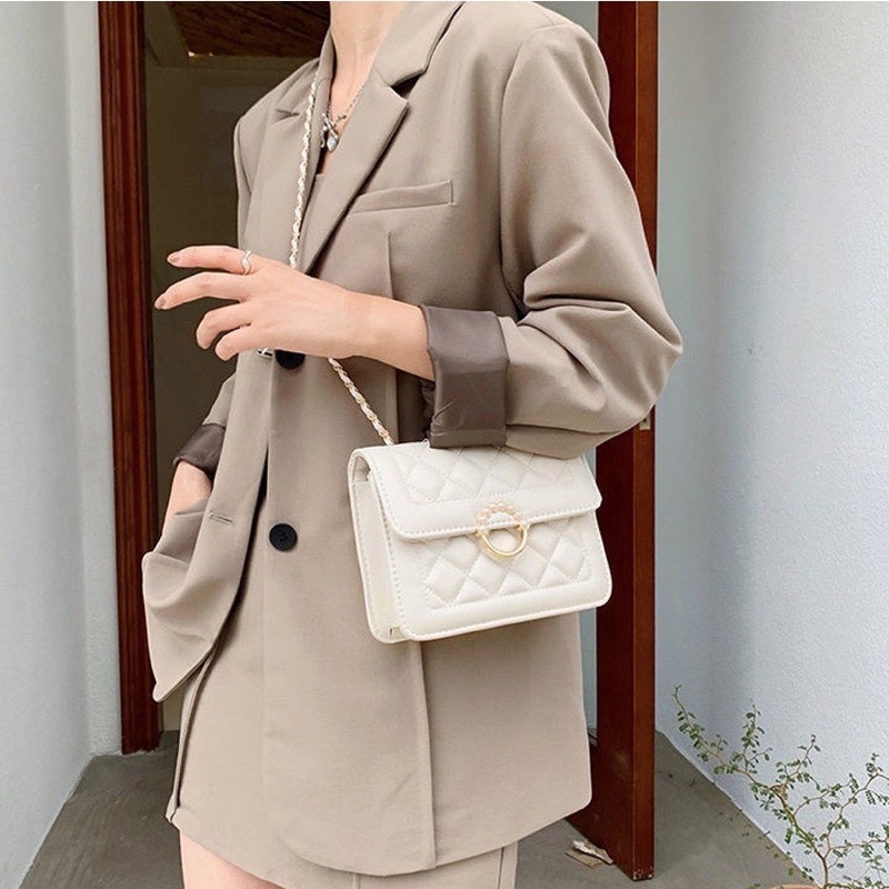 Túi xách nữ đeo chéo đeo vai khoá ngọc tròn phong cách hàn quốc Zuliashop8386