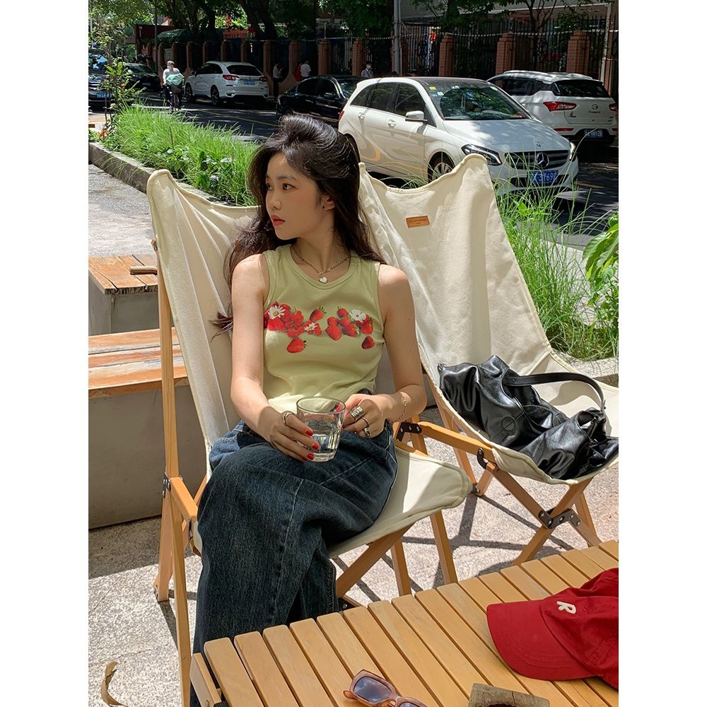 2021 mùa hè sexy áo vest nữ in hình nhỏ