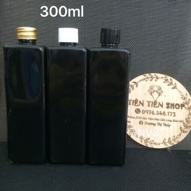 Chai nhựa vuông đen 300ml nắp vặn