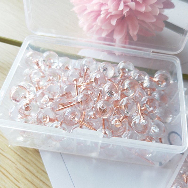 Set 100 ghim gài móc đồ màu vàng hồng trong suốt từ PVC tiện dụng