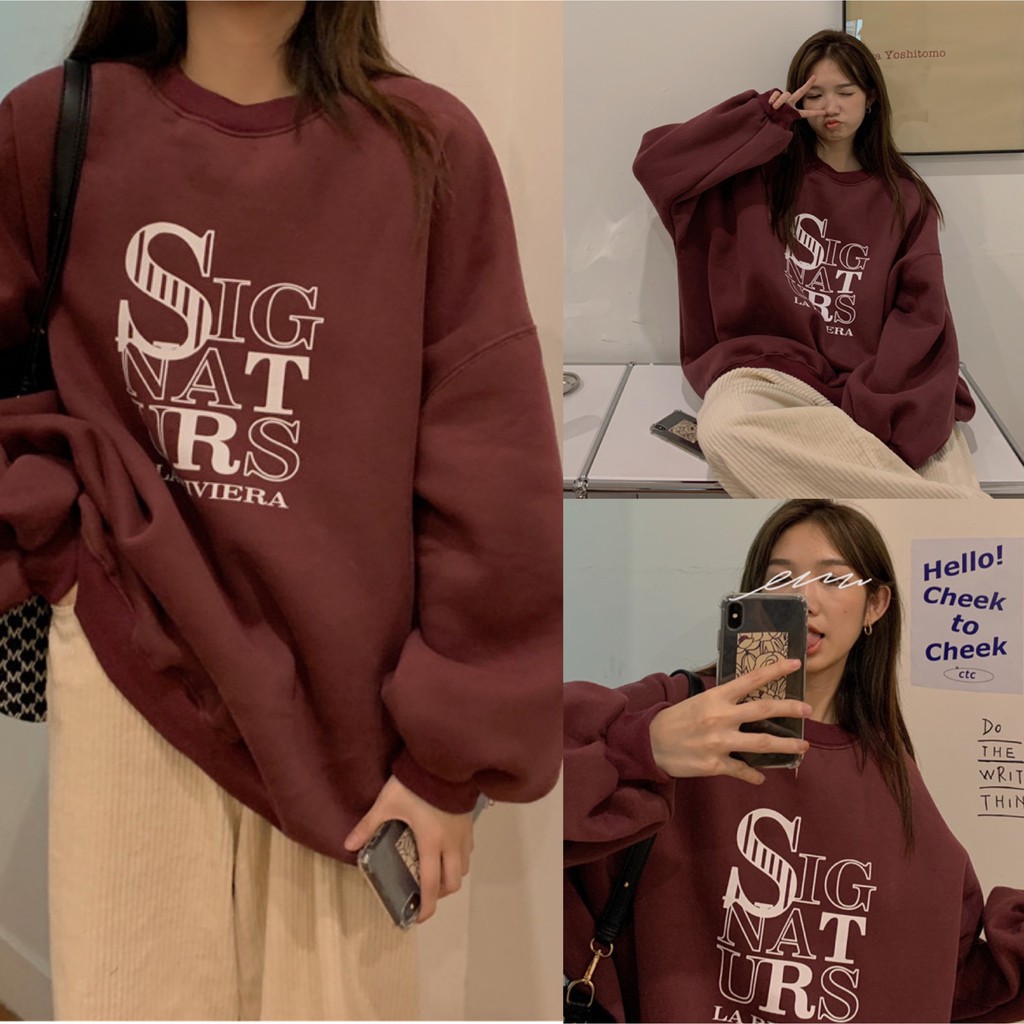 [Ảnh thật/Video] Set nỉ STR oversize,  Bộ đồ mùa đông quần nhung tăm, áo sweater form rộng tay bồng cá tính Ulzzang | BigBuy360 - bigbuy360.vn