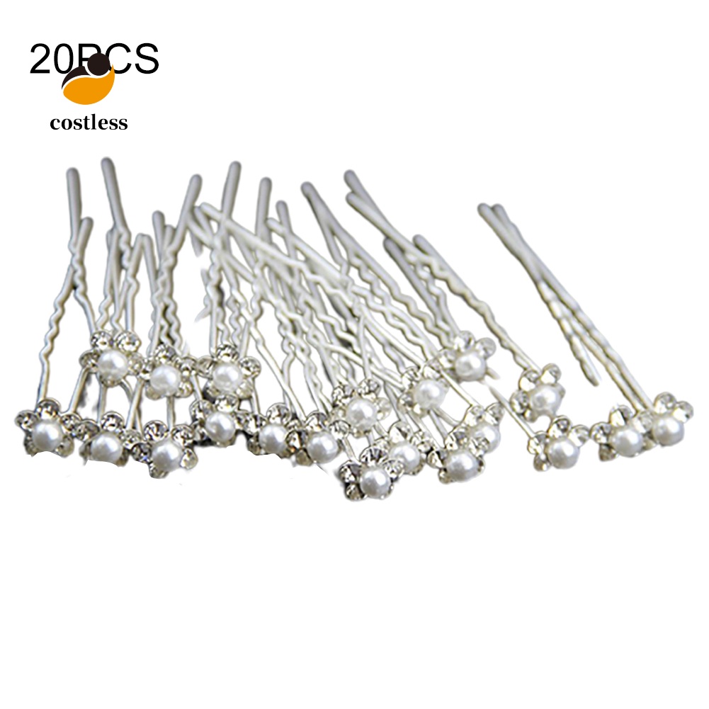 Set 20 ghim cài tóc chữ U đính hạt châu thời trang