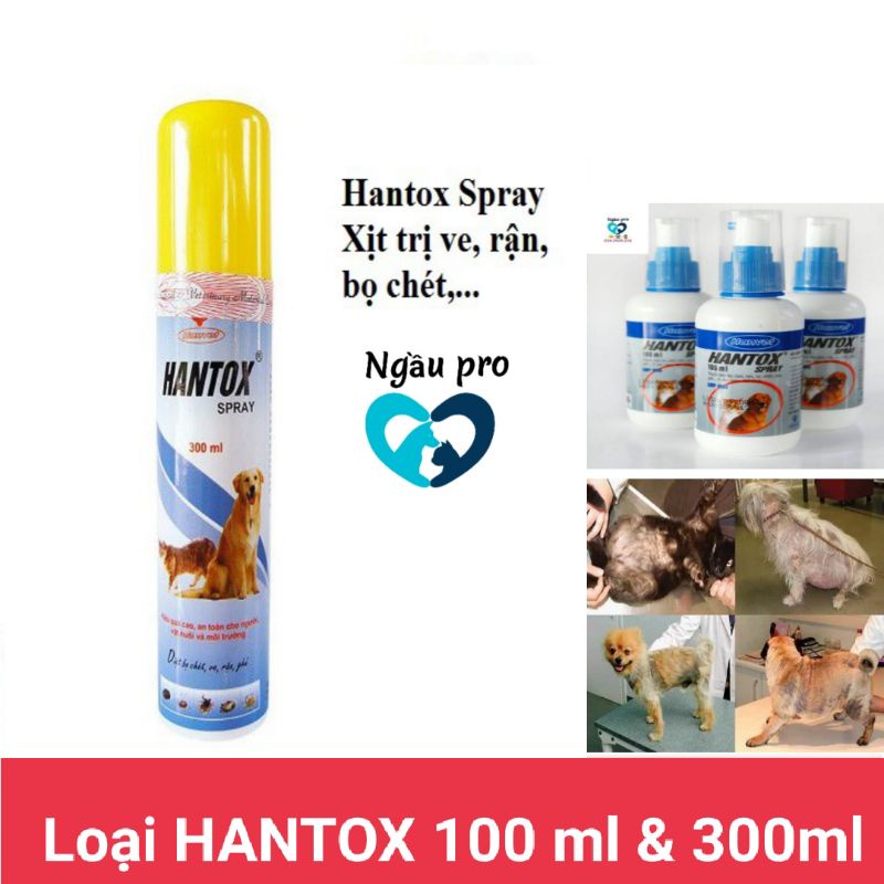 Xịt Côn Trùng diệt Ruồi Muỗi Kiến Ve Rận Ghẻ Chó Mèo HANTOX SPray 300ml