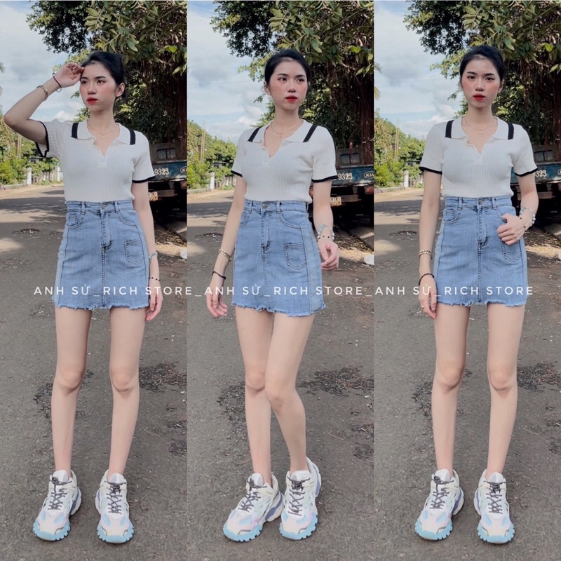 ÁO CROP-CHÂN VÁY JEAN