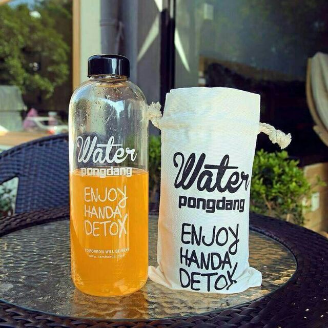 Bình đựng nước Detox Water Pongdang 600ml nhựa an toàn tặng kèm túi